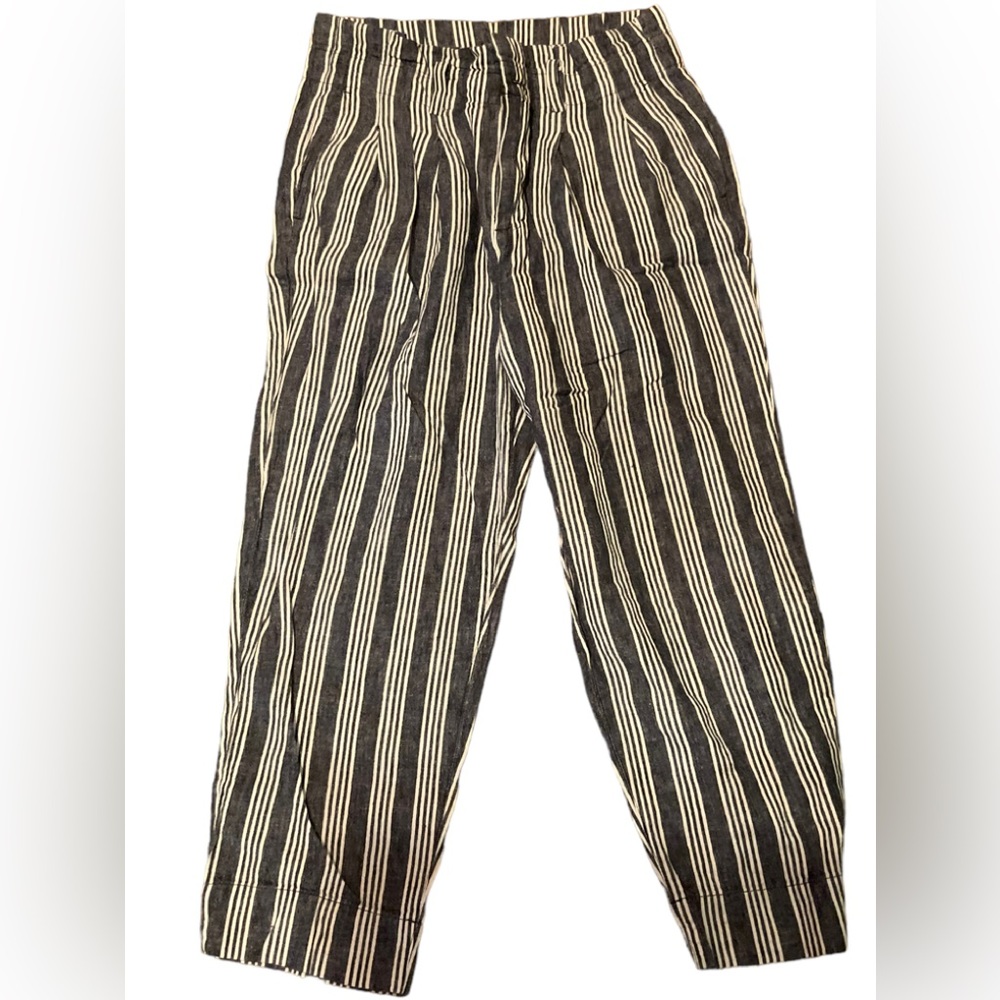 Madewell Linen/ Cotton Paperbag Stripe Pants